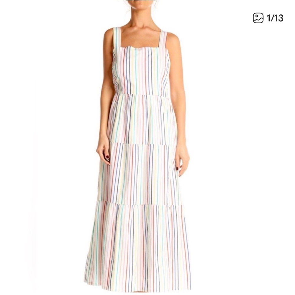 J Crew Rainbow Fit & Flare Tiered Cotton Dress New Without Tags 6
